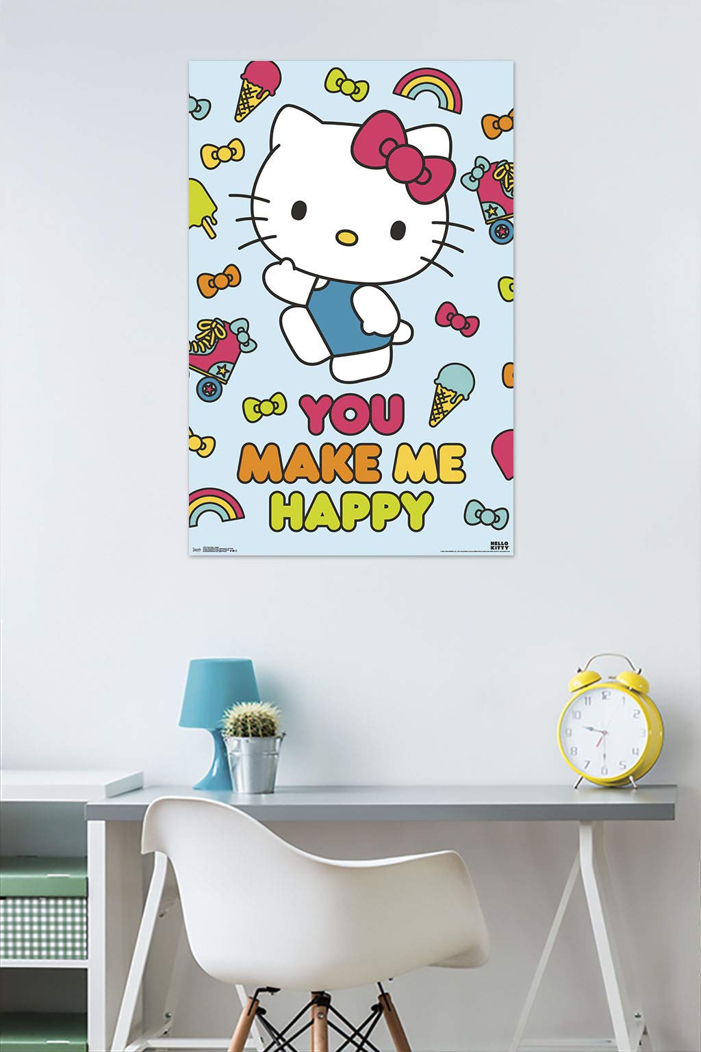 Trends International Hello Kitty - Happy Wall Poster, 22.375'' X 34'', Unframed Version