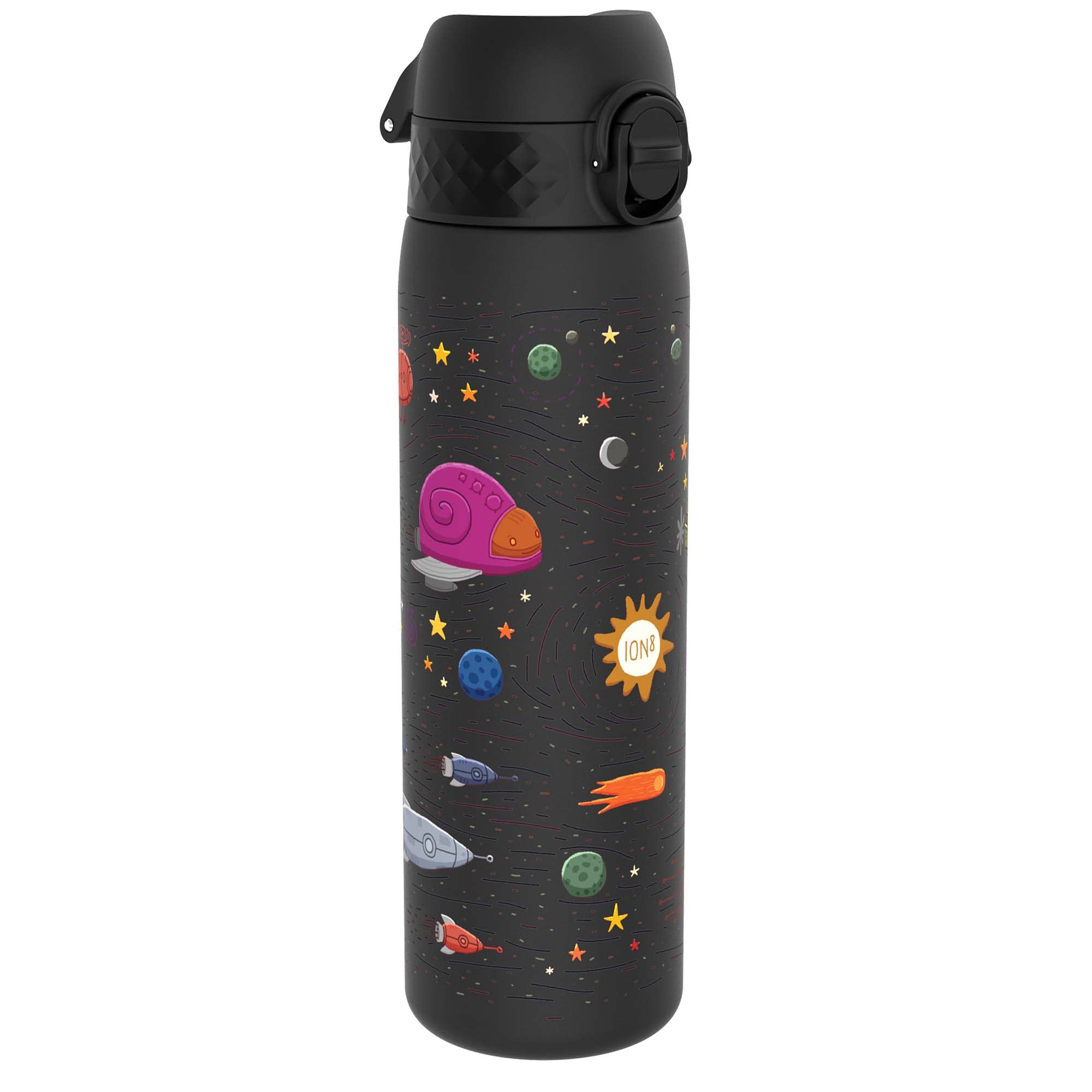 Ion8 Kids One Touch 20 On-The-go Printed Water Bottle - Leakproof and BPA-Free Water Bottle - Fits car cup Holders and Kids Backpacks 17 oz  500 ml - Space