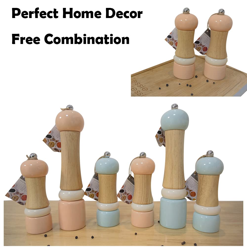Classical Salt & Pepper Mill Sets Wooden Salt Pepper Grinder Set Salt & Pepper Shakers Stylish Pepper Mill- Ceramic Rotater - Re
