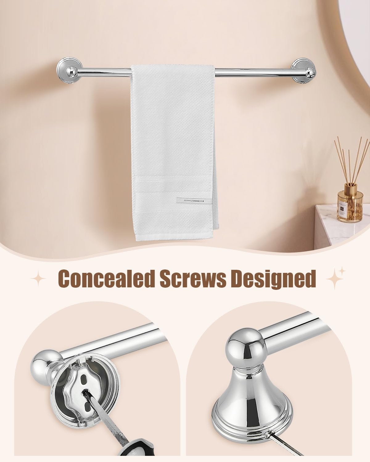 Sagetta Bathroom Hardware Set, 5 Pcs Bath Accessories Set Wall Mount Includes 20 In Towel Bar, 15.35 In Towel Bar, Towel Ring, T