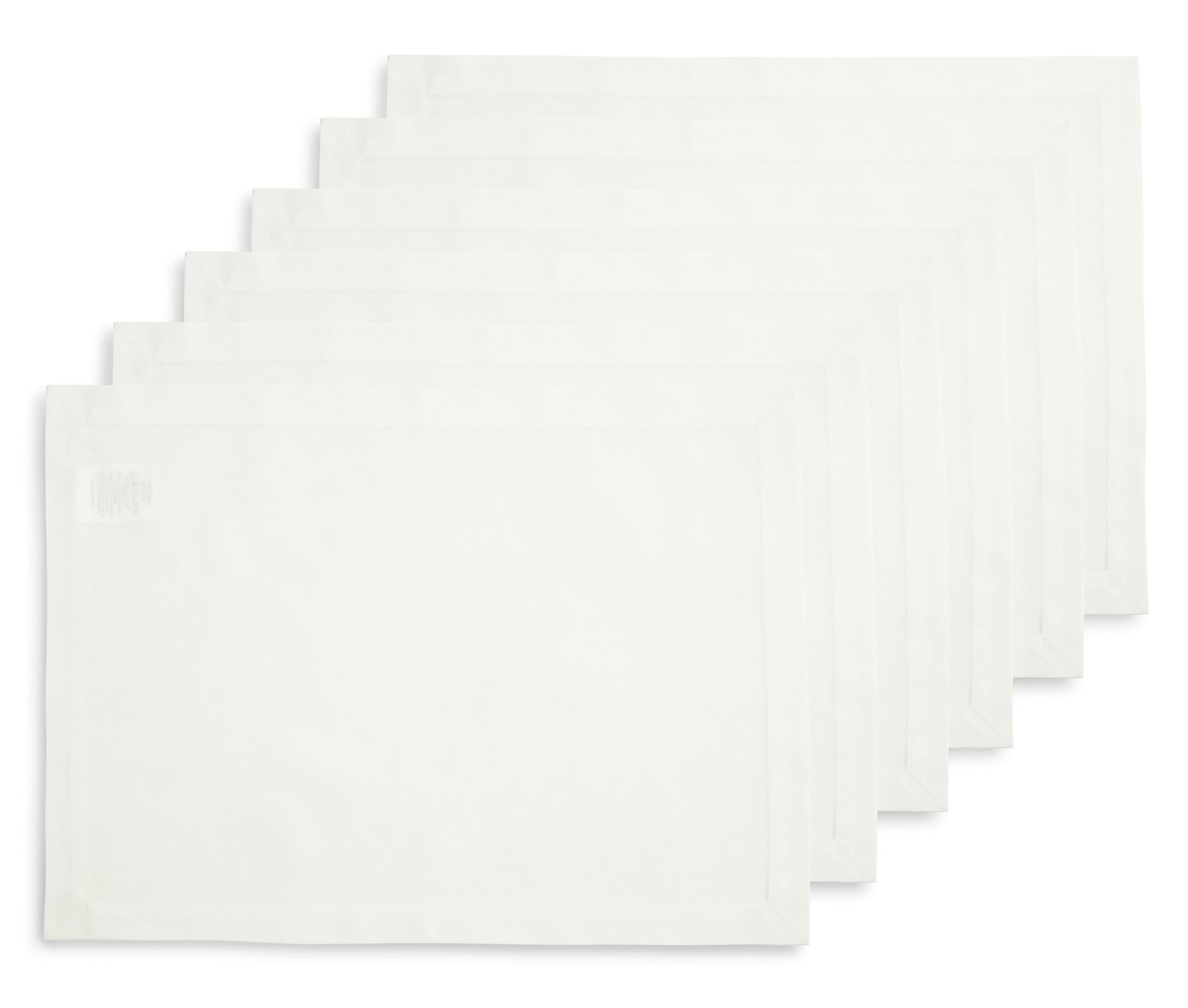 Solino Home White Placemats Set Of 6 - Cotton Linen Cloth Placemats 19 '' L X 14 '' W Inch - Machine Washable Fabric Placemats F