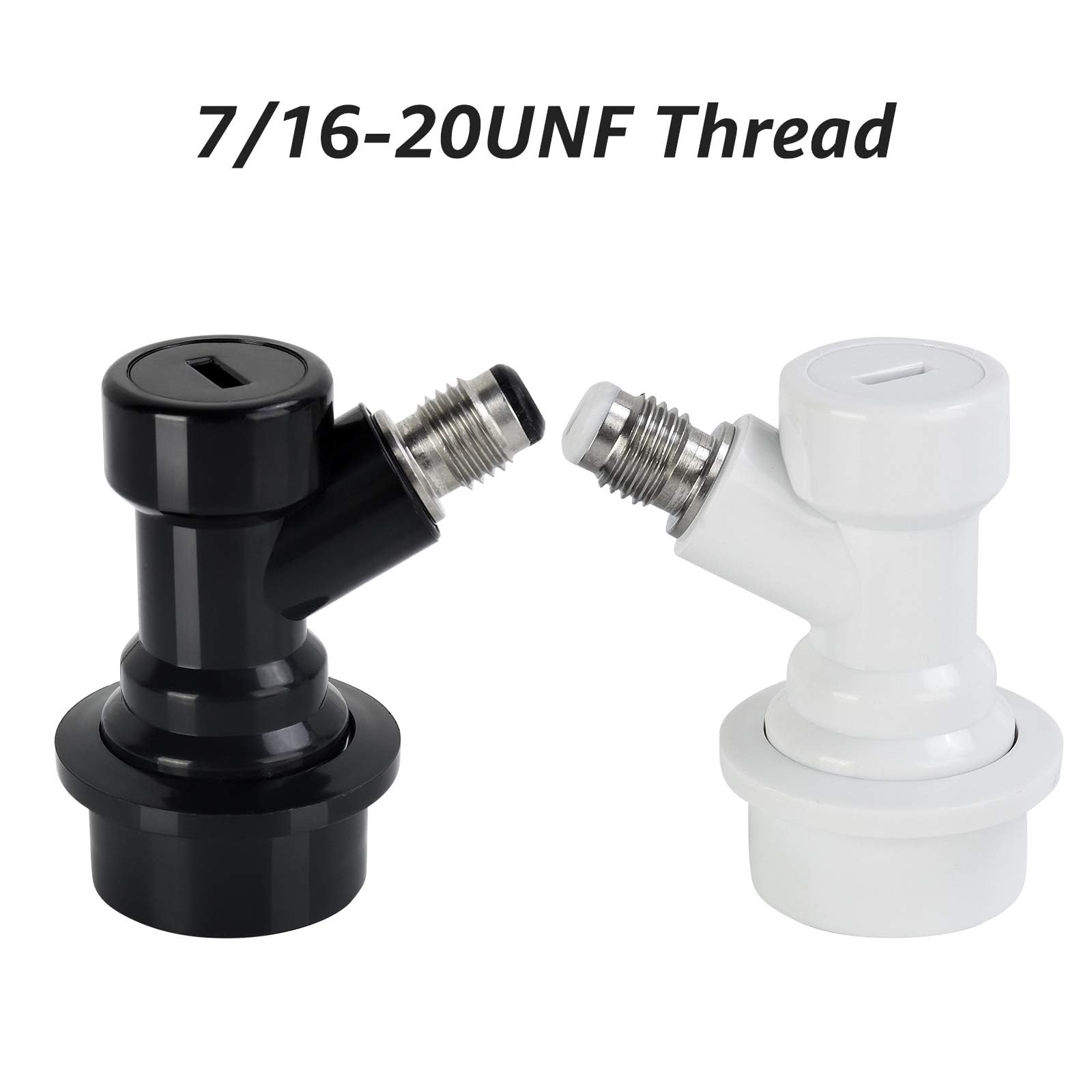 MRbrew 1 Pair Ball Lock Disconnect Set  Home Brew Ball Lock Corny Keg Fittings for Keg Posts Coupler  with Stainless Steel 5/16'' Gas & 1/4'' Liquid Barbs & Extra 2 Hose Clamps & MFL Swivel Nuts
