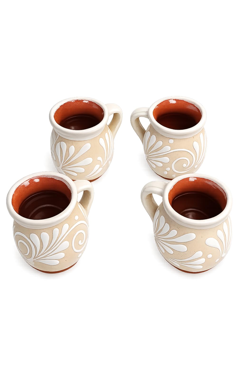 Guelaguetza Designs Set of 4 Black Espiga Clay Mugs  Set Taza Barro  Set of Mugs  Mexican Clay  Cielito Lindo