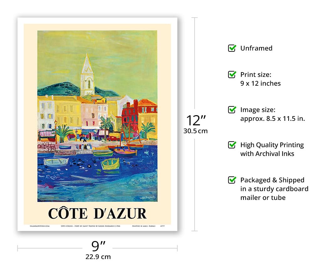 Cte D'Azur (French Riviera) - Saint Tropez Port - French National Railway - Vintage Railroad Travel Poster By Roger Bezombes C.1