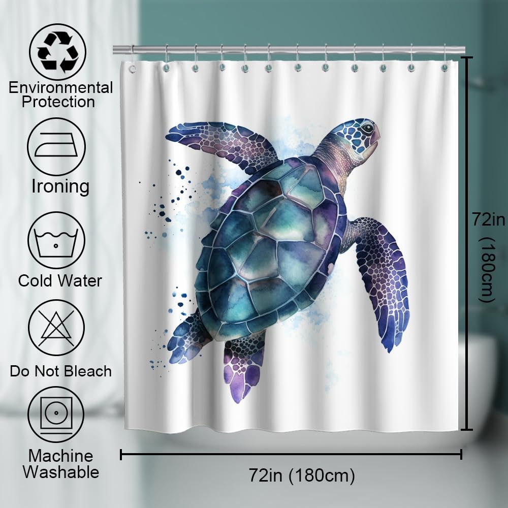 Final Friday Funny Sea Turtle Shower Curtains Ocean Animal Cartoon Kids Theme Cloth Fabric Bathroom Decor Sets With Hooks Waterp