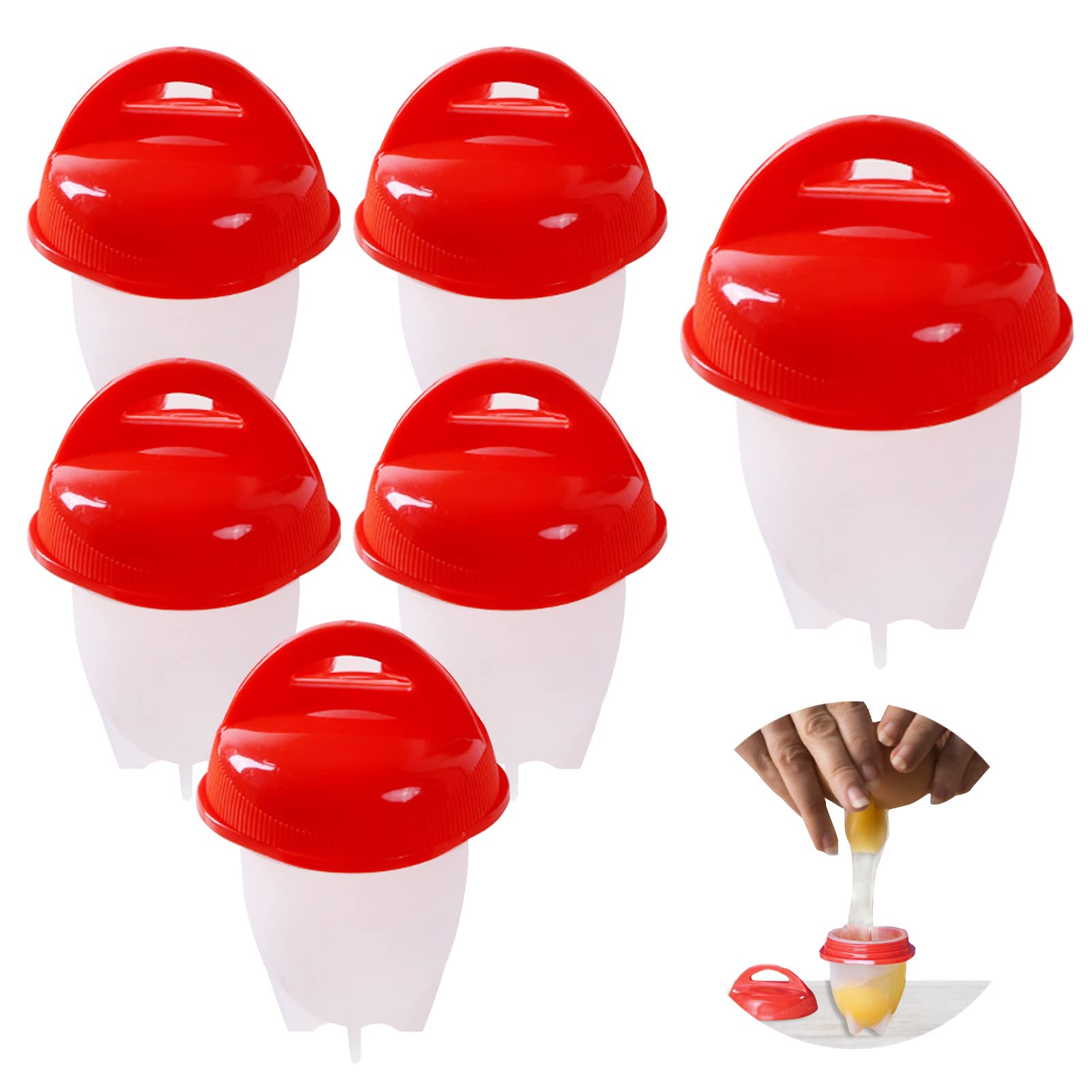 6 Pcs Egg Cooker, Silicone Non-Stick Egg Boiler, No Shell Egg Cook Cups, Fast Poaching Egg For Breakfast