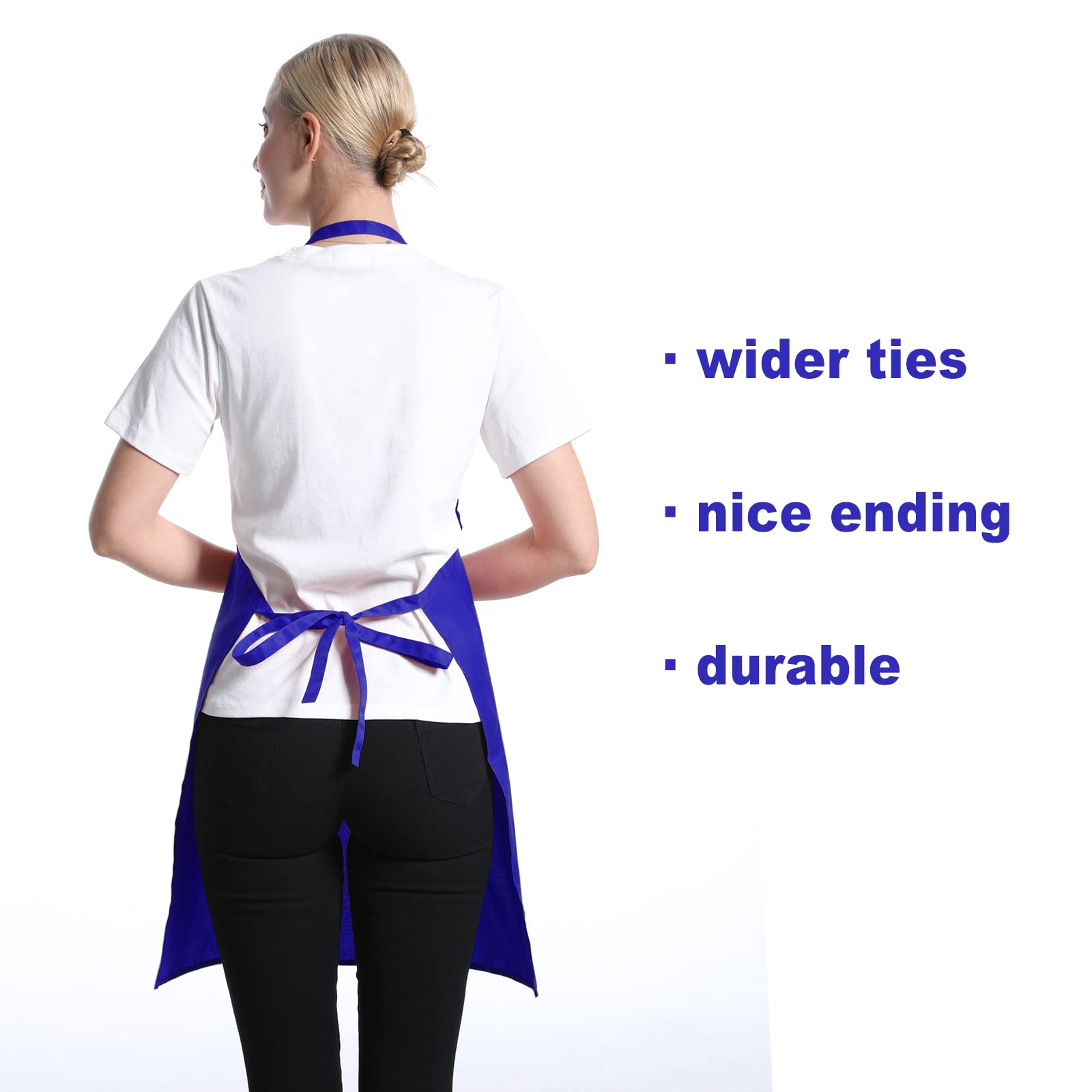 TSD STORY Total 15 PCS Dark Blue Bib Aprons Bulk for Women Men with 2 Front Pockets(Dark Blue-15pcs)