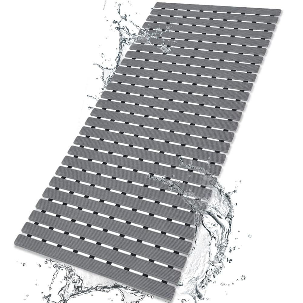 Bemiso Shower Mat Non Slip Bathtub Mat With Suction Cups And Drain Holes 37.4 X 15.7 Inch Bath Mat For Tub & Shower.Easy Dry,Eas
