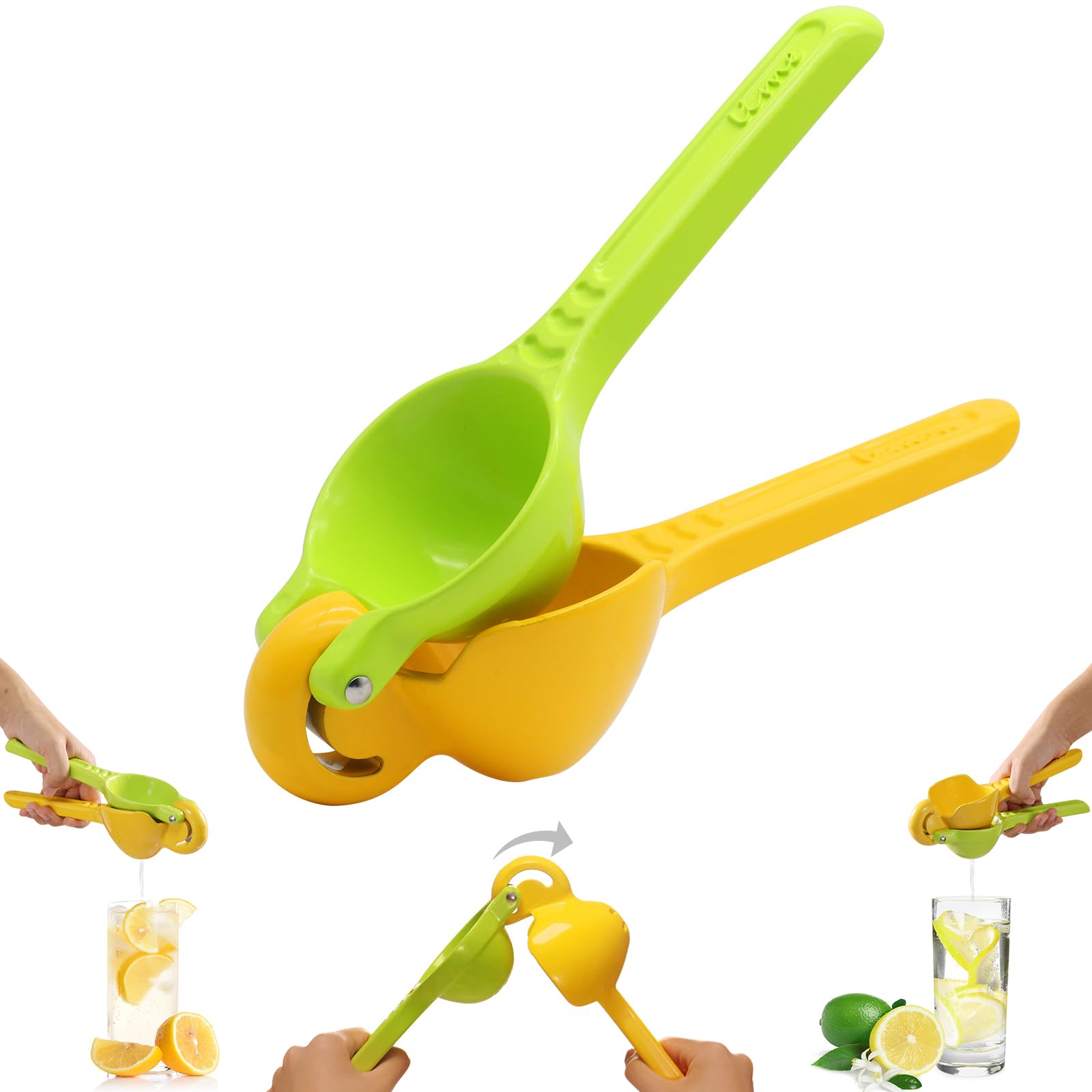 Jahao 360 Adjustable 2-In-1 Lemon Juicer Squeezer Manual Lime Squeezer Hand Press Double Size Juicer Citrus Squeezer Handheld, L