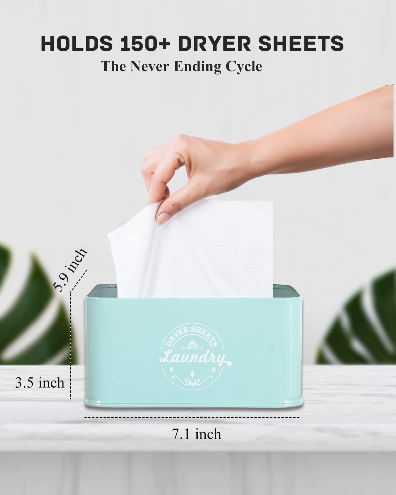 Dryer Sheet Holder Dispenser Container With Hinged Lid, Metal Modern Laundry Dryer Sheet Dispenser For Laundry Room Decor, Fabri