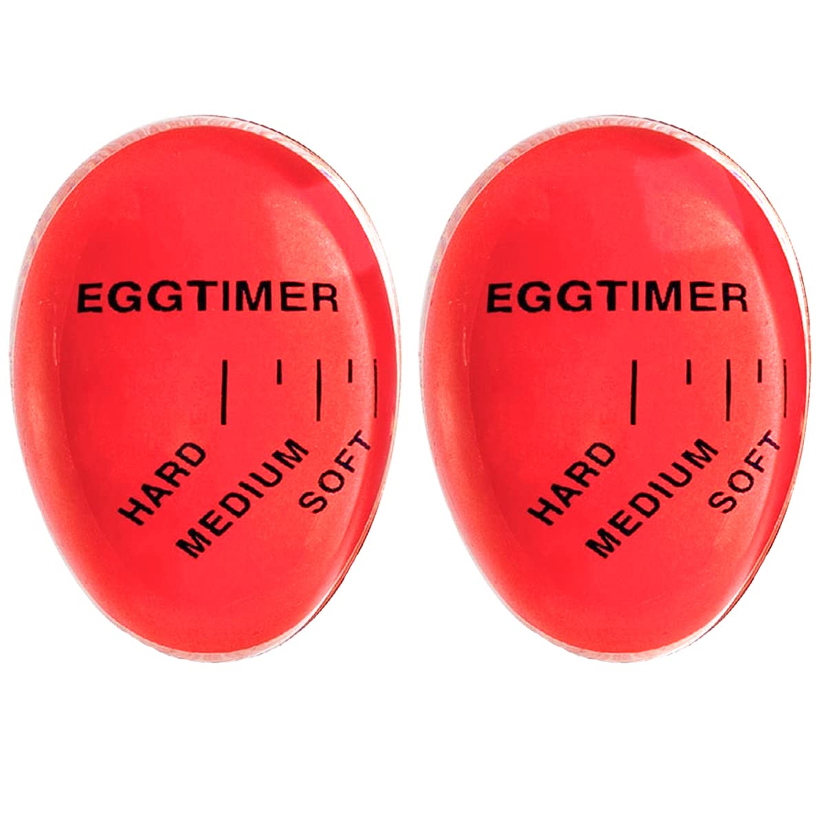 Lasubst Egg Timer for Boiling Eggs That Changes Color When Done, Classic Red, Pack of 2