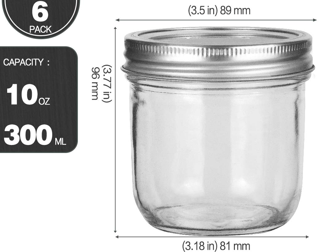 Kamota Wide Mouth Mason Jars 10 Oz, 10Oz Mason Jars Canning Jars Jelly Jars With Wide Mouth Lids And Bands, Ideal For Jam, Honey