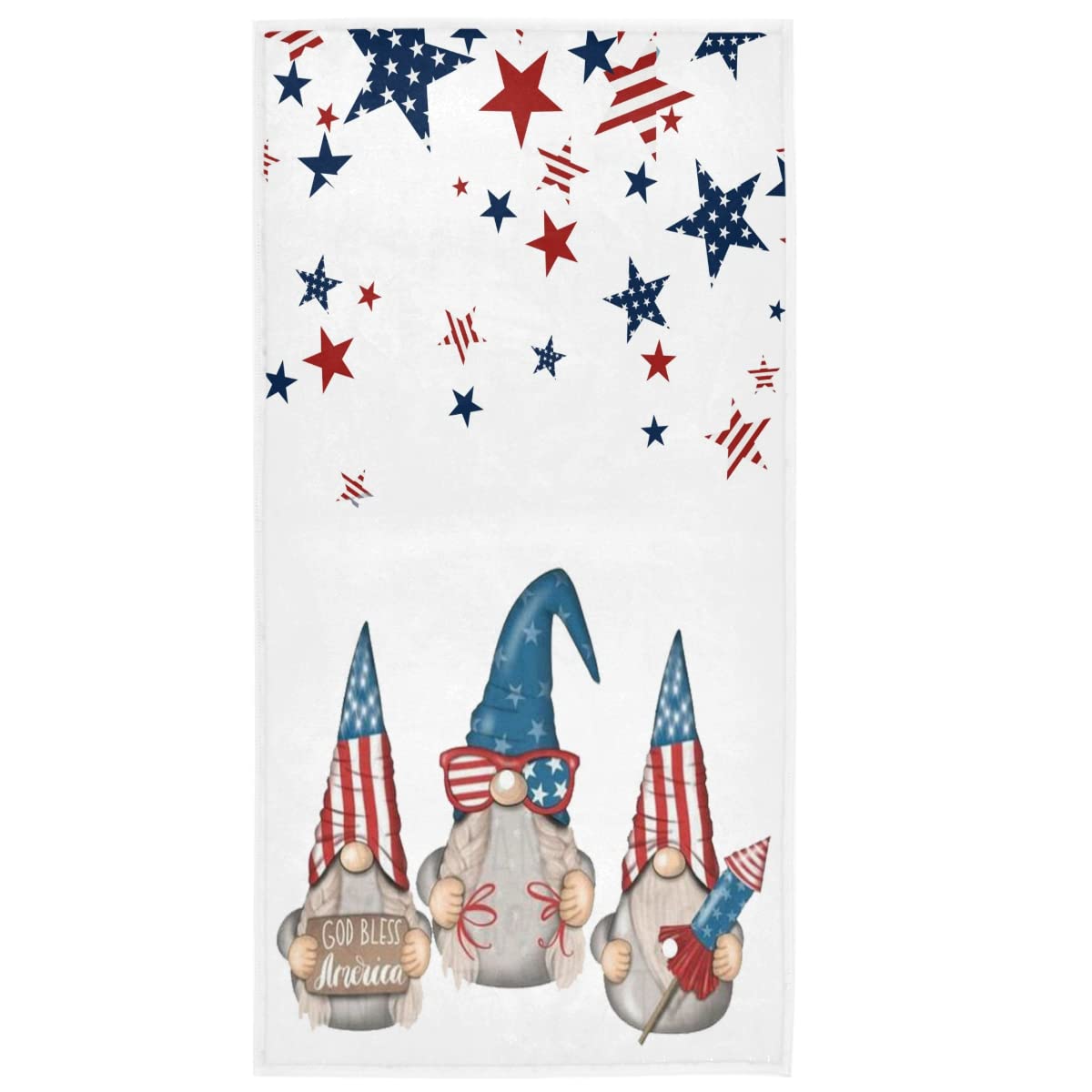 American Gnomes Hand Bath Towel Usa Flag Old Glory Fingertip Towel Memorial Independence Veterans Day 4Th Of July Kitchen Bathro