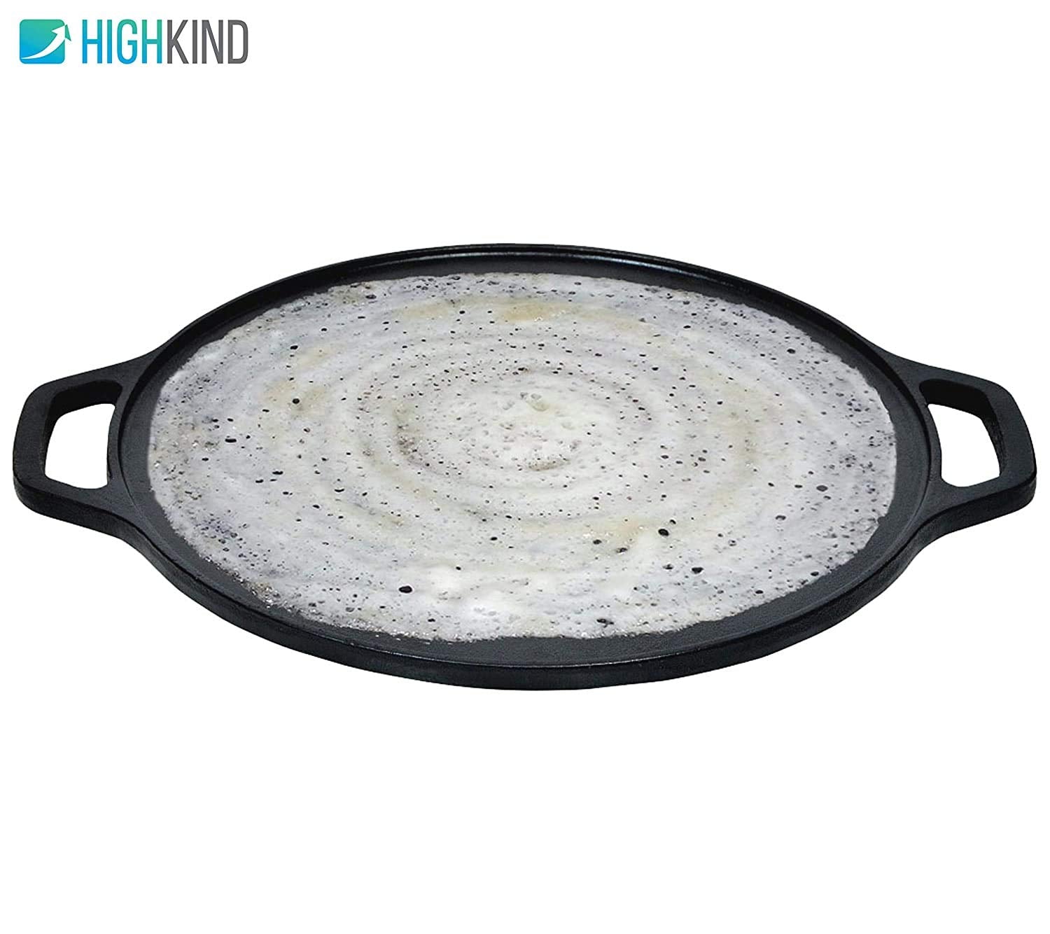 Highkind Pre-Seasoned Cast Iron Dosa Tawa 12 Inches, Perfect For Cooking On Gas, Induction And Electric Cooktops