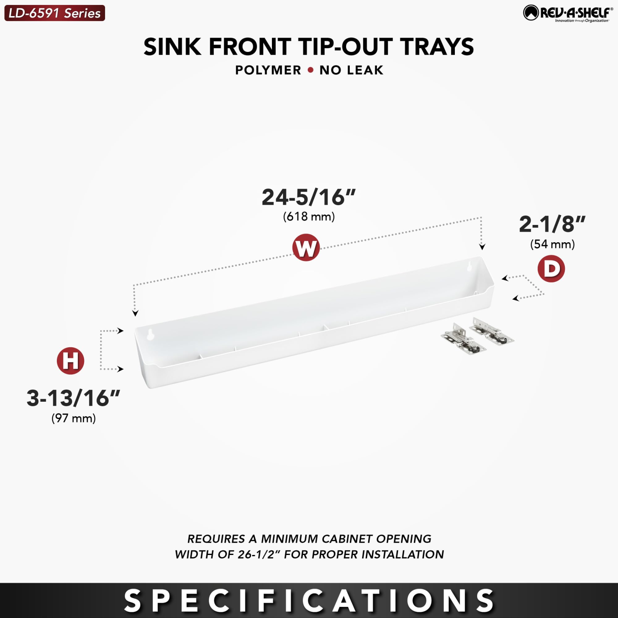 Rev-A-Shelf 24  Tip-Out Plastic Sink Tray For Kitchen And Bathroom Base Cabinets, Large Pullout Vanity Shelf Home Organizer, W