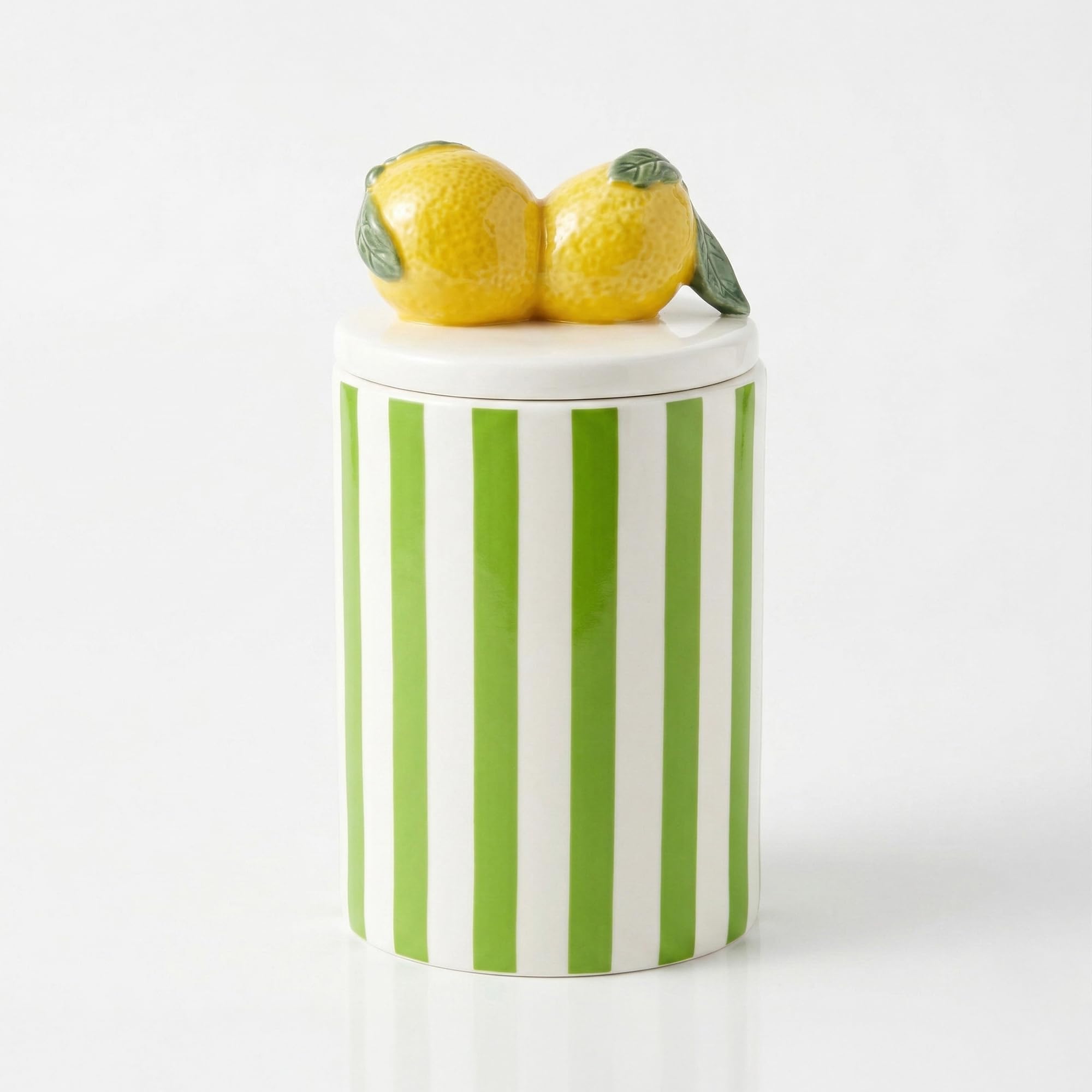Chumbak Limonata Ceramic Storage Jar | Citrus Collection | Handcrafted Ceramic Storage Jar | Lemon Print | Glazed | Kitchen Orga