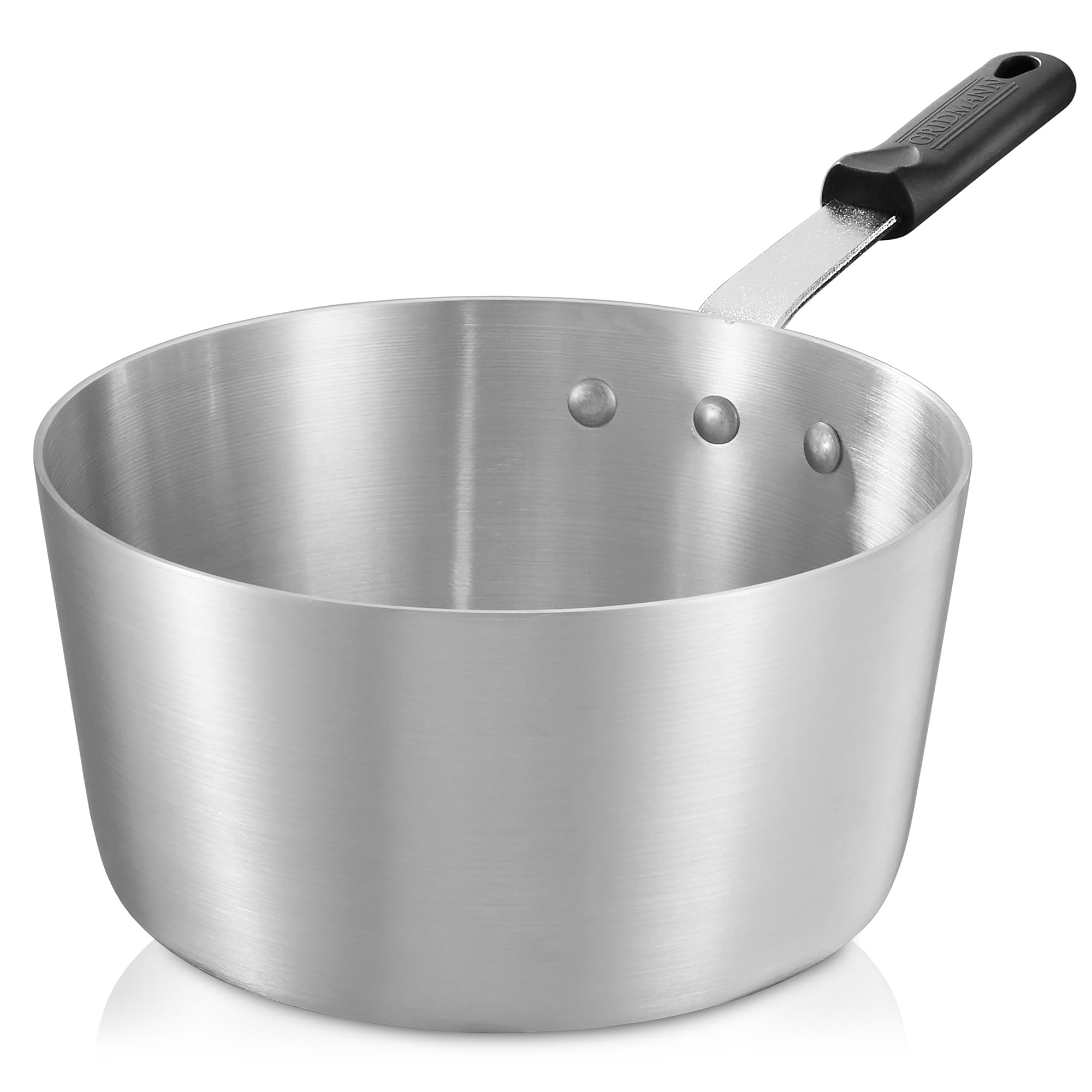 Gridmann 4.5-Quart Tapered Aluminum Sauce Pan With Silicone Handle, Nsf Listed Heavy Duty Professional Cookware