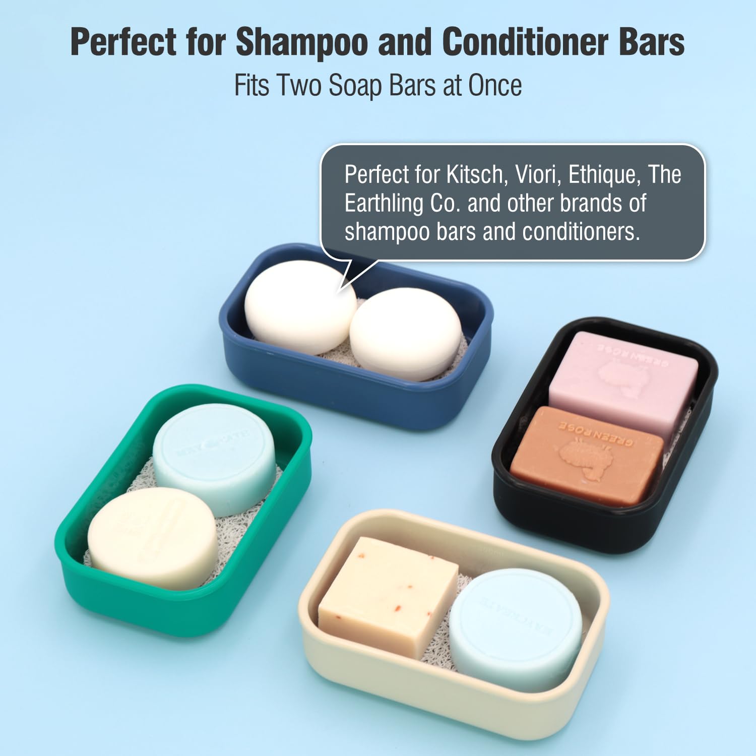 Enhanced Leak Proof Travel Soap Case, Aimaiaimai Silicone Soap Container With Draining Layer, Portable Bar Soap Holder For Bathr