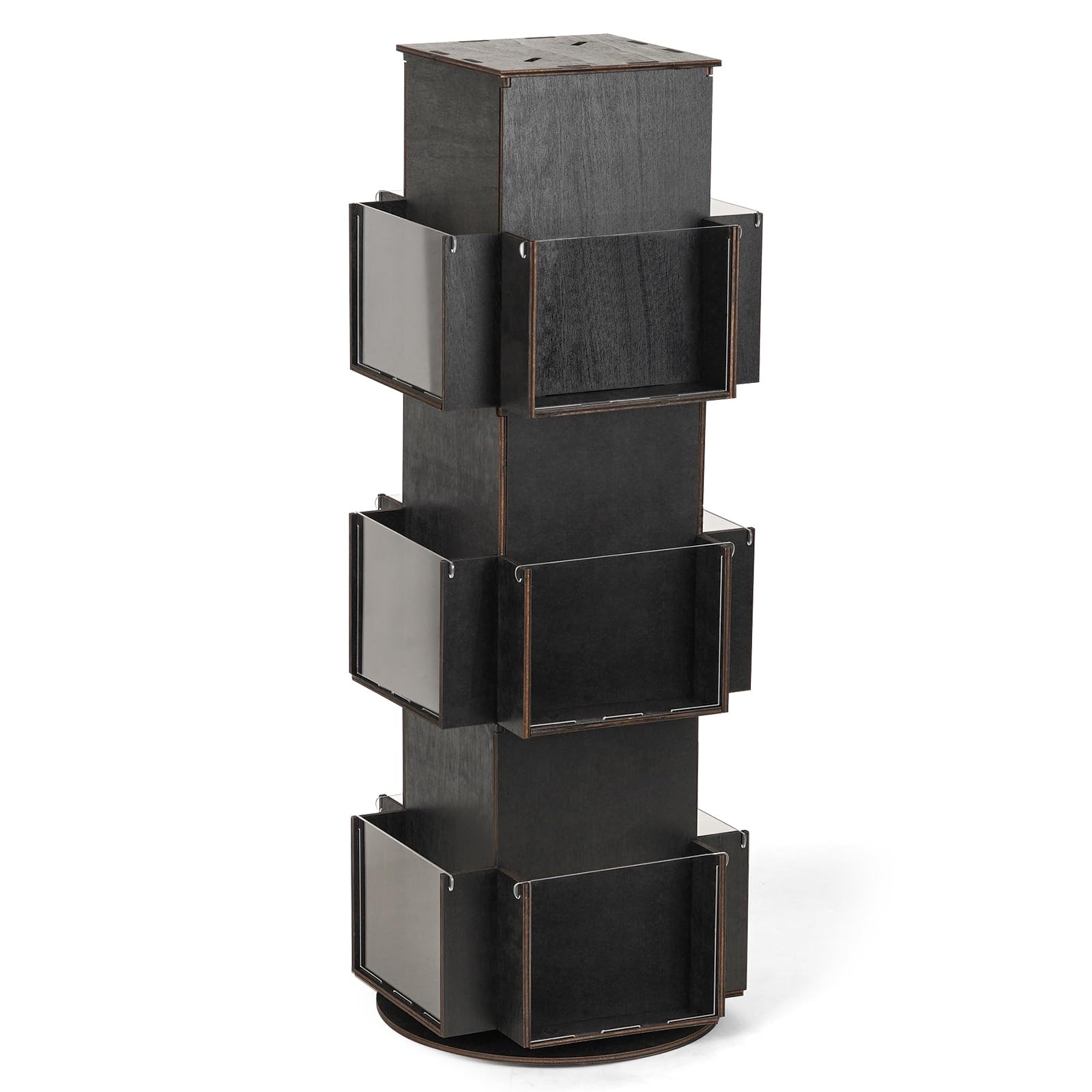 Natheeph Rotating Display Stand Greeting Card Display Wooden Display Rack with Two Card Sticker for Greeting Card Vendor Coffee 