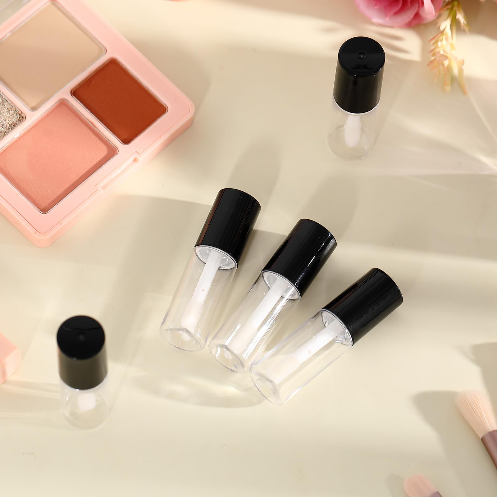 Patelai 100 Pieces Clear Mini Lip Gloss Tube Refillable Empty Lip Balm Gloss Containers Bottles Transparent Mini Lipstick Contai