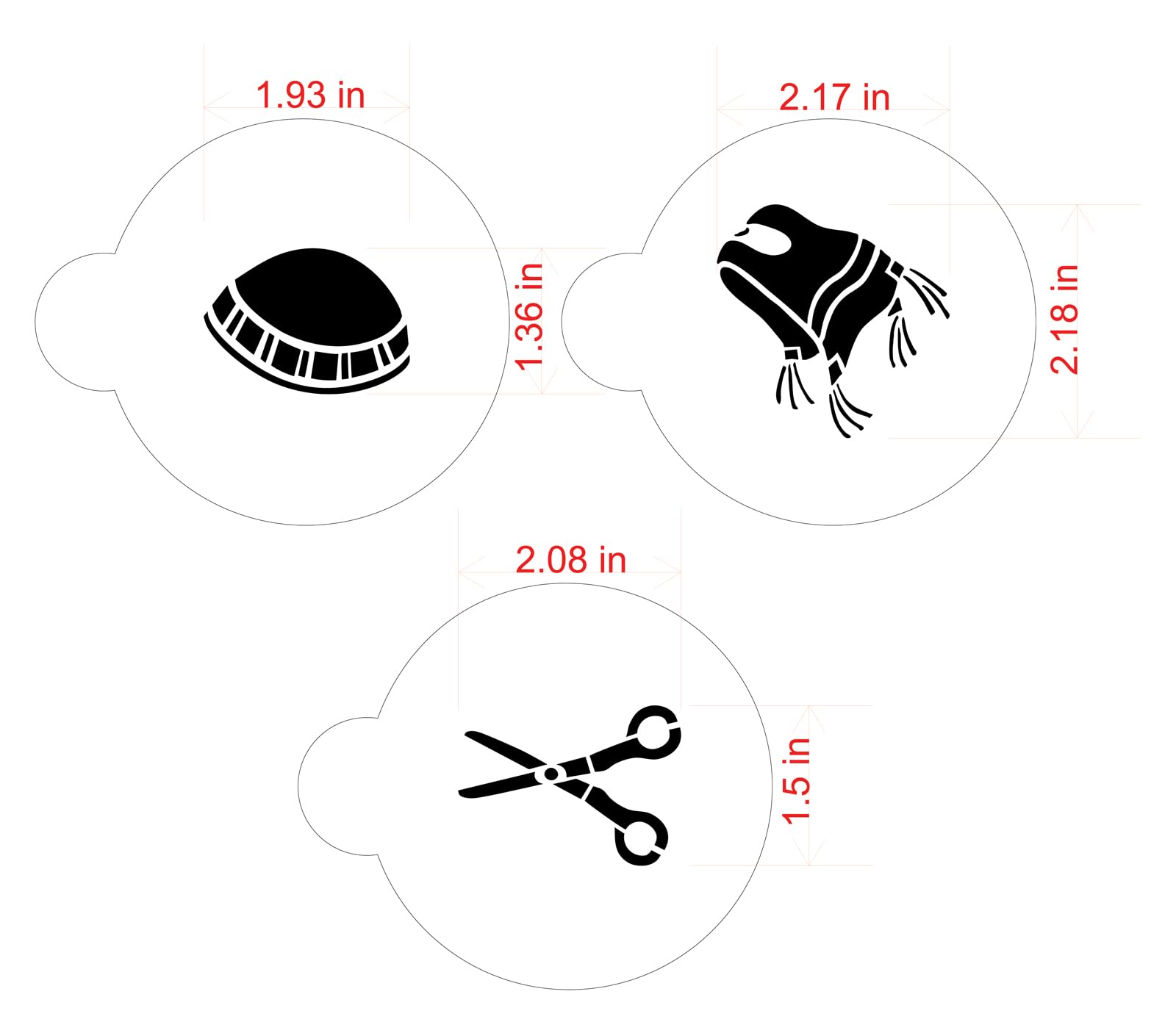 Designer Stencils C203 Three Upsherin Symbols Cookie Stencils, Beige/Semi-Transparent