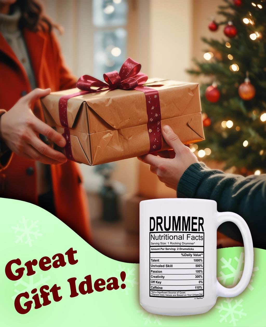 Thiswear Funny Drummer Gifts For Men Drummer Nutritional Facts 2 Pack 15Oz Coffee Mugs Set White
