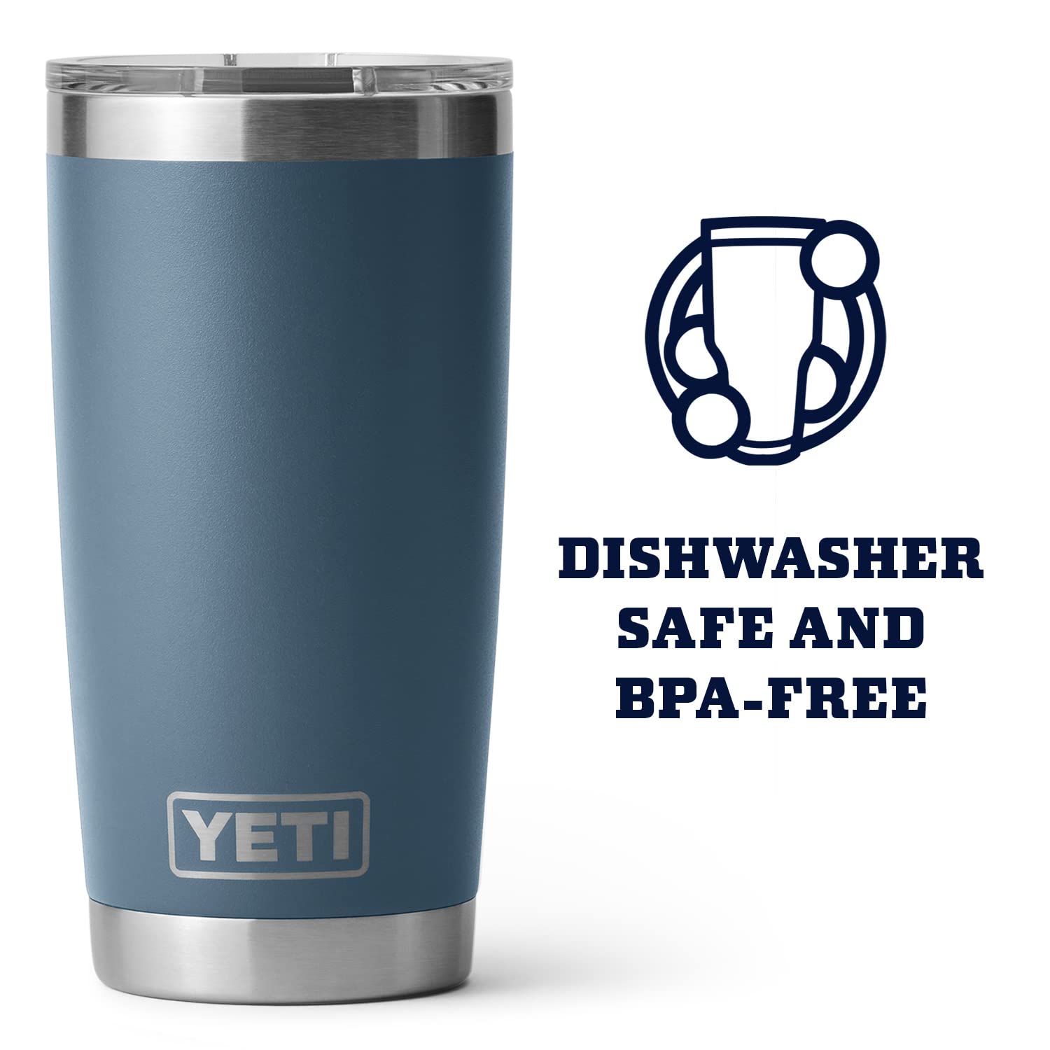 YETI Rambler 20 oz Tumbler, Stainless Steel, Vacuum Insulated, Nordic Blue, Model 21071500926