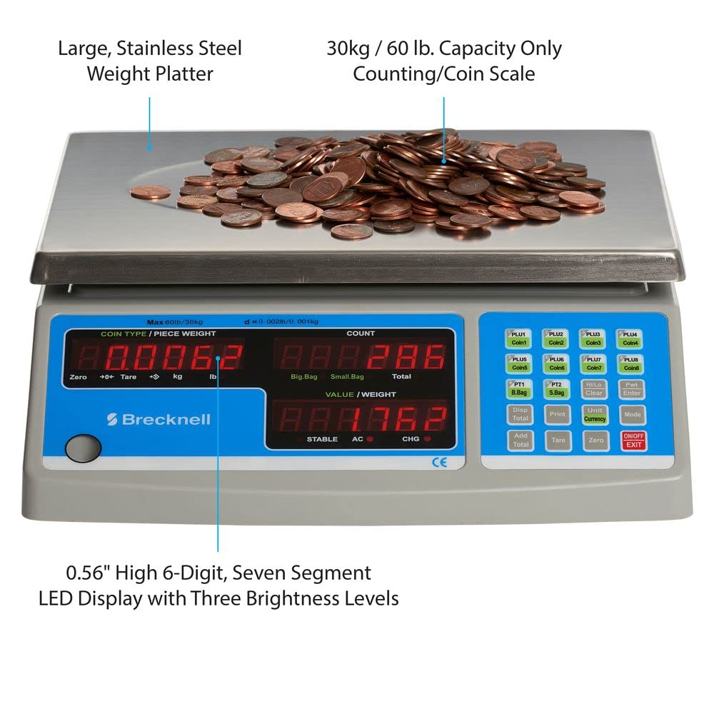 Brecknell B-140-30 Counting Scale, 15 Kg X 0.5 G, 30 Lb X 0.001 Lb By Brecknell