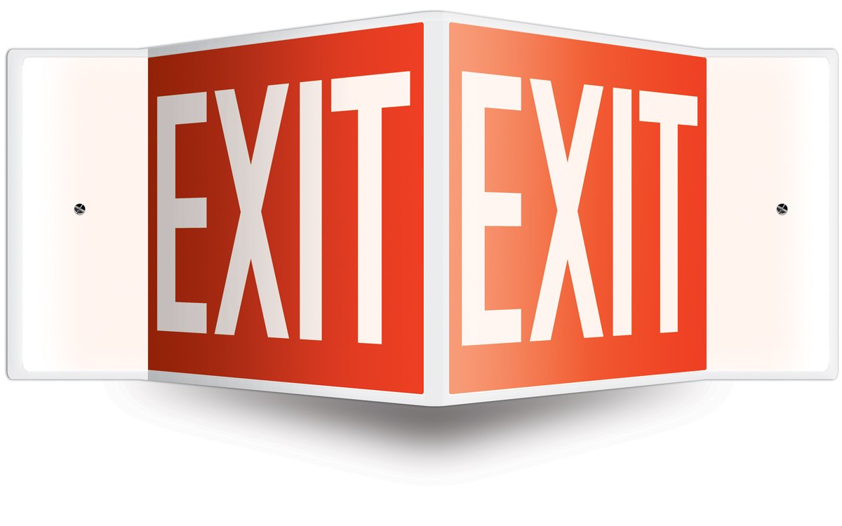 Accuform Projection Sign 3D,EXIT, High-Impact, Pre-Drilled Mounting Holes