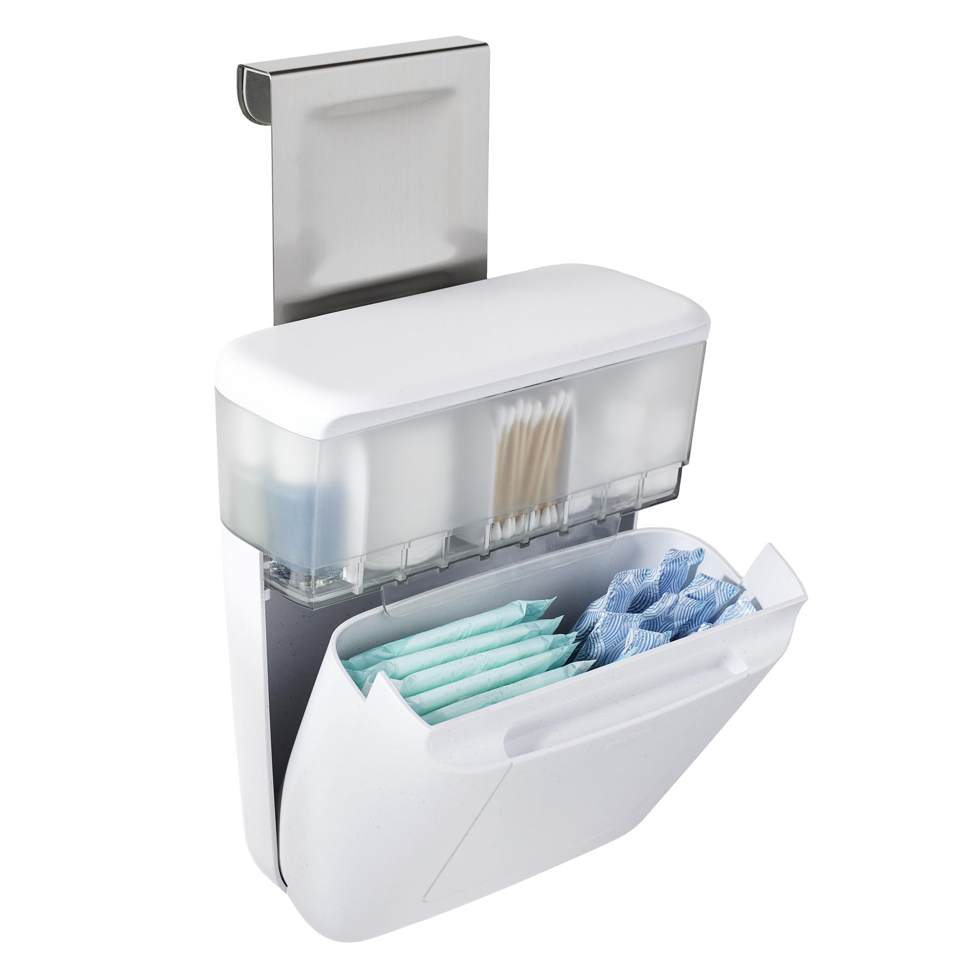 YouCopia DoorStash Toiletry Organizer, Hanging Bathroom Cabinet Door Organizer with 3 Adjustable Compartments and Covered Lid fo
