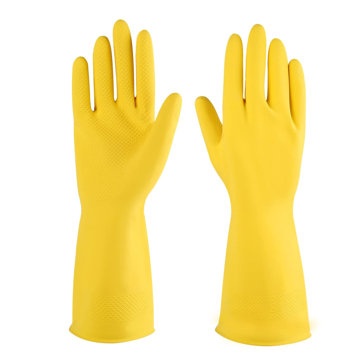 Iucge Rubber Cleaning Gloves Yellow 3 Pairs For Household,Reuseable Dishwashing Gloves For Kitchen(3,Large)