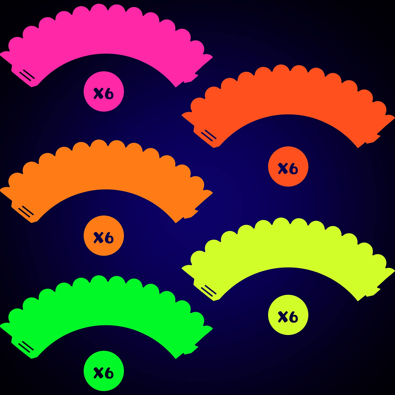 Spakon Glow Party Neon Party Supplies Neon Cupcake Wrappers For Glow Neon Birthday Party Wedding Decoration Black Light Reactive