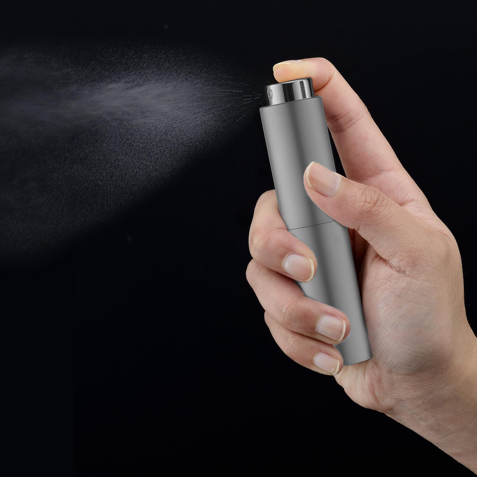 Tekson 10ml Refillable Travel Perfume Atomizer - Mini Grey Cologne Spray Bottle