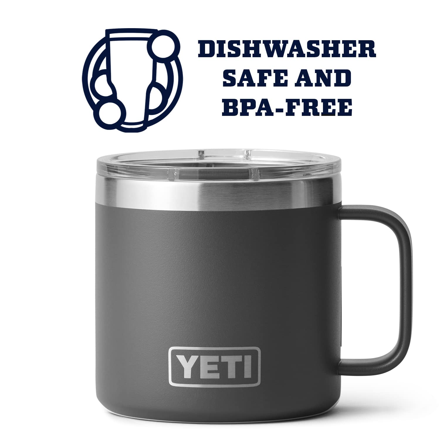 YETI Rambler 10 oz Stackable Mug, Vacuum Insulated, Stainless Steel with MagSlider Lid, Charcoal