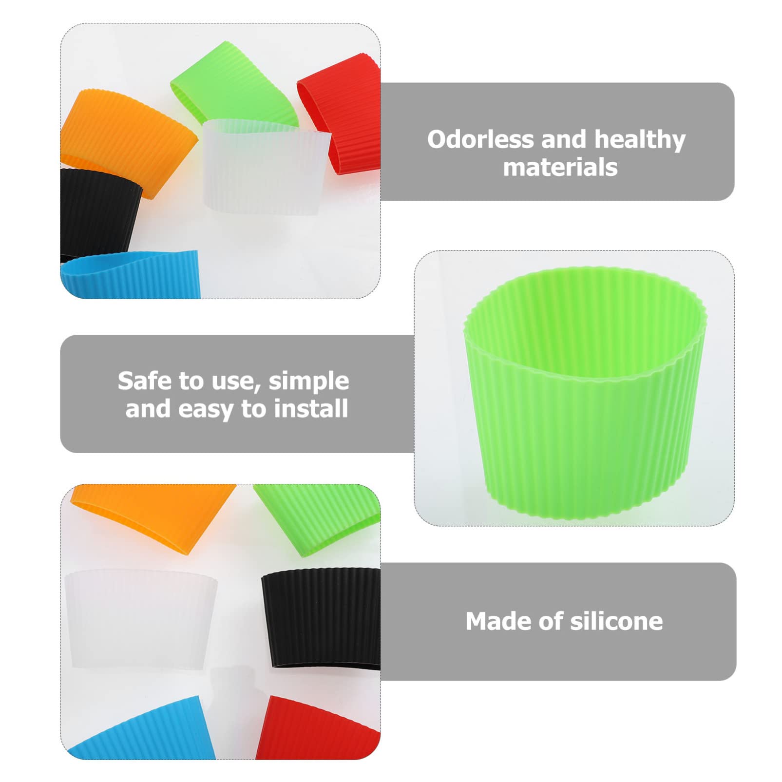 Cabilock Silicone Cups Silicone Cups Silicone Cups Pack Of 6 Mug Sleeve Silicone Bottle Sleeve Coffee Sleeves Reusable Assorted