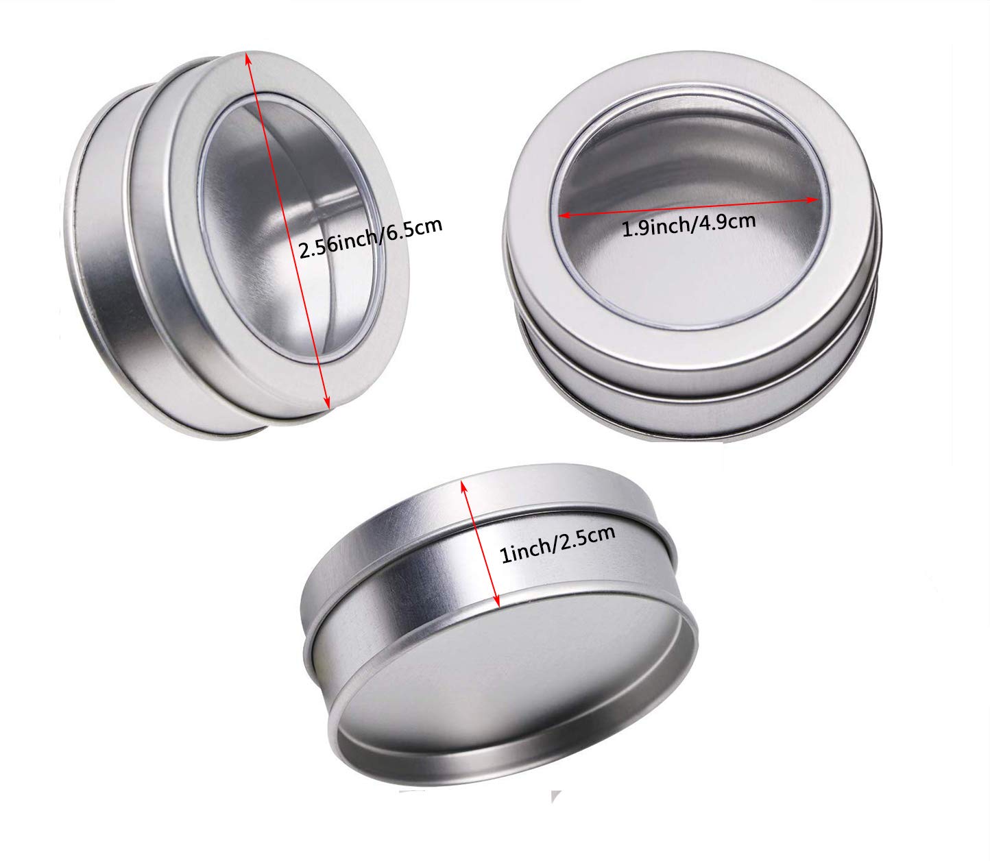 Mini Skater 2 Ounce Clear Top Window Metal Tin Cans High Grade Of Transparency Round Screw Lid Empty Box Containers For Candies,