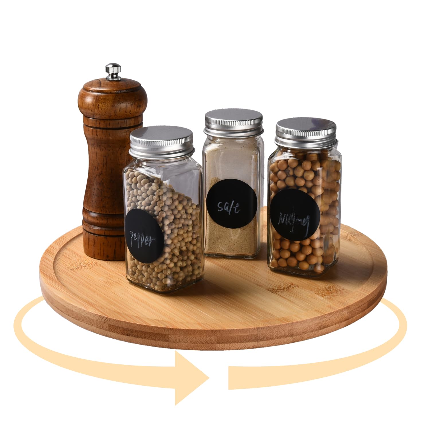 Prosumers Choice Bamboo Lazy Susan Spinning Organizer Turntable  10x10Inch Revolving Condiment and Spice Rack  Multipurpose 