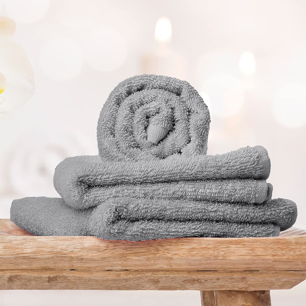 Yoofoss Luxury Bamboo Washcloths Towel Set 10 Pack Baby Wash Cloth for Bathroom-Hotel-Spa-Kitchen Multi-Purpose Fingertip Towels and Face Cloths 10'' x 10'' - Grey