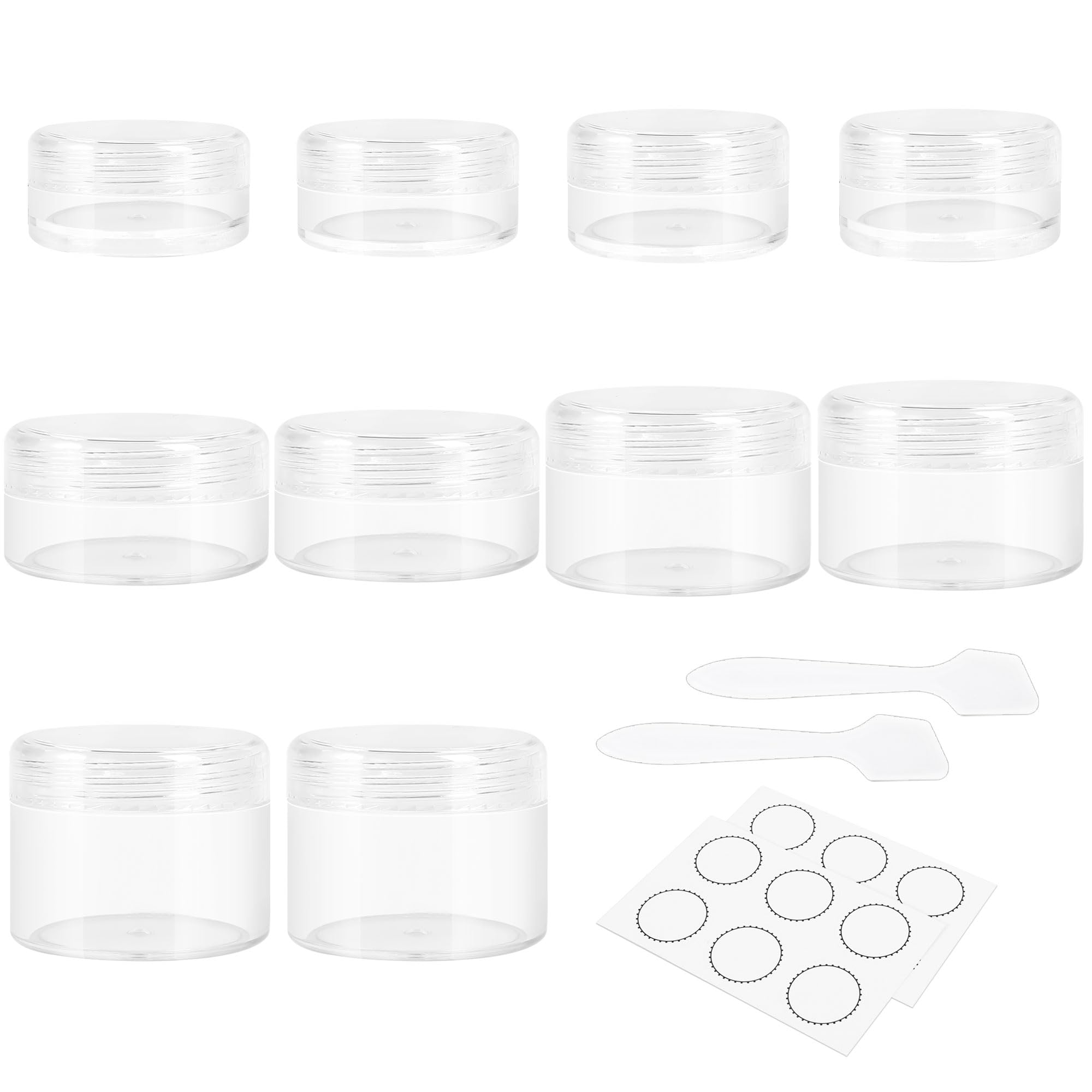 Golacky 10 Pieces Small Travel Containers, 3/5/10/15/20 Gram Size Travel Containers For Creams, Sample Containers With Screw Lid