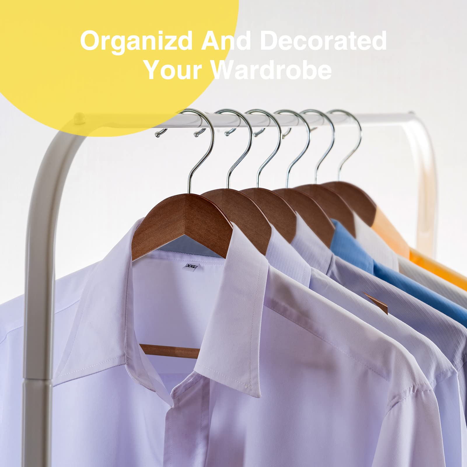 Uinicor Wood Hangers -10 Pack- Wooden Hangers,Heavy Duty Wooden Coat Hangers,Smooth Finish Wooden Clothes Hangers With Non Slip