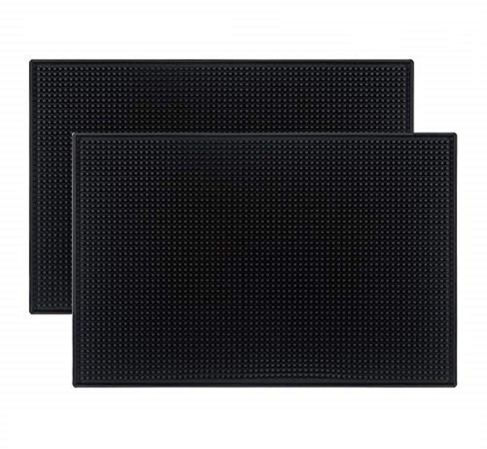 Tebery Black Mat 18 X 12 - 45.7 X 30.5Cm Rubber Bar Service Spill Mat (2 Pack)