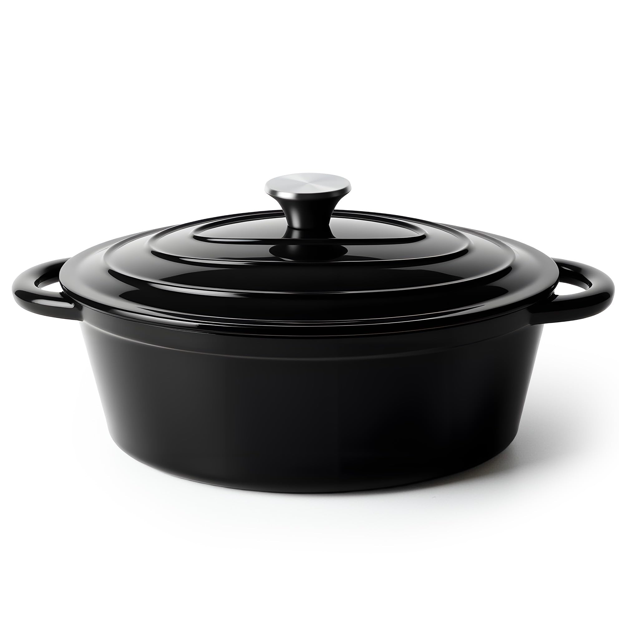 Oval Dutch Oven For Bread Baking, 4.5 Quart Non Stick Enameled Cast Iron Dutch Oven Pot With Lid, Oven Safe Oval Casserole With 