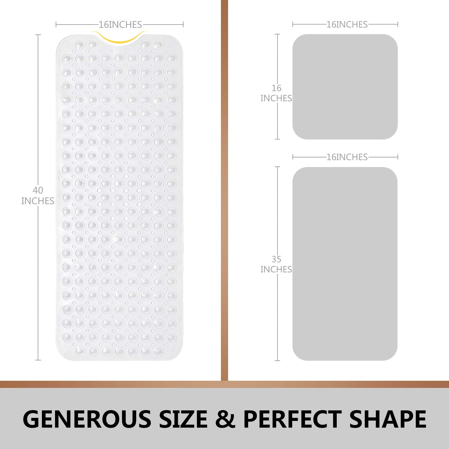 Upgrade Baby Bath Mat Non Slip Extra Long Bathtub Mat For Kids 40 X 16 Inch - Eco Friendly Bath Tub Mat With 200 Big Suction Cup