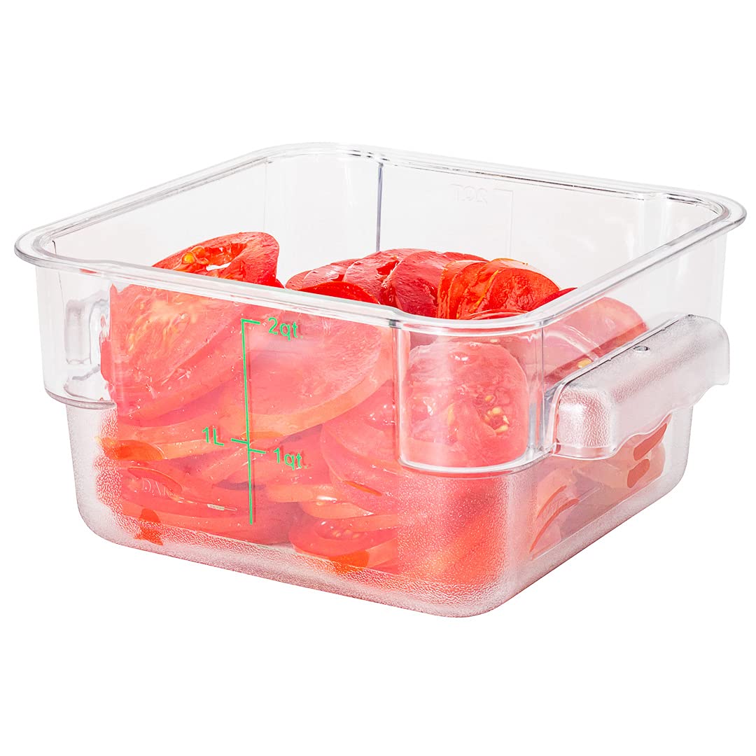 Restaurantware Met Lux 2 Quart Brine Bucket, 1 Square Marinating Container - With Volume Markers, Built-In Handles, Clear & Gree