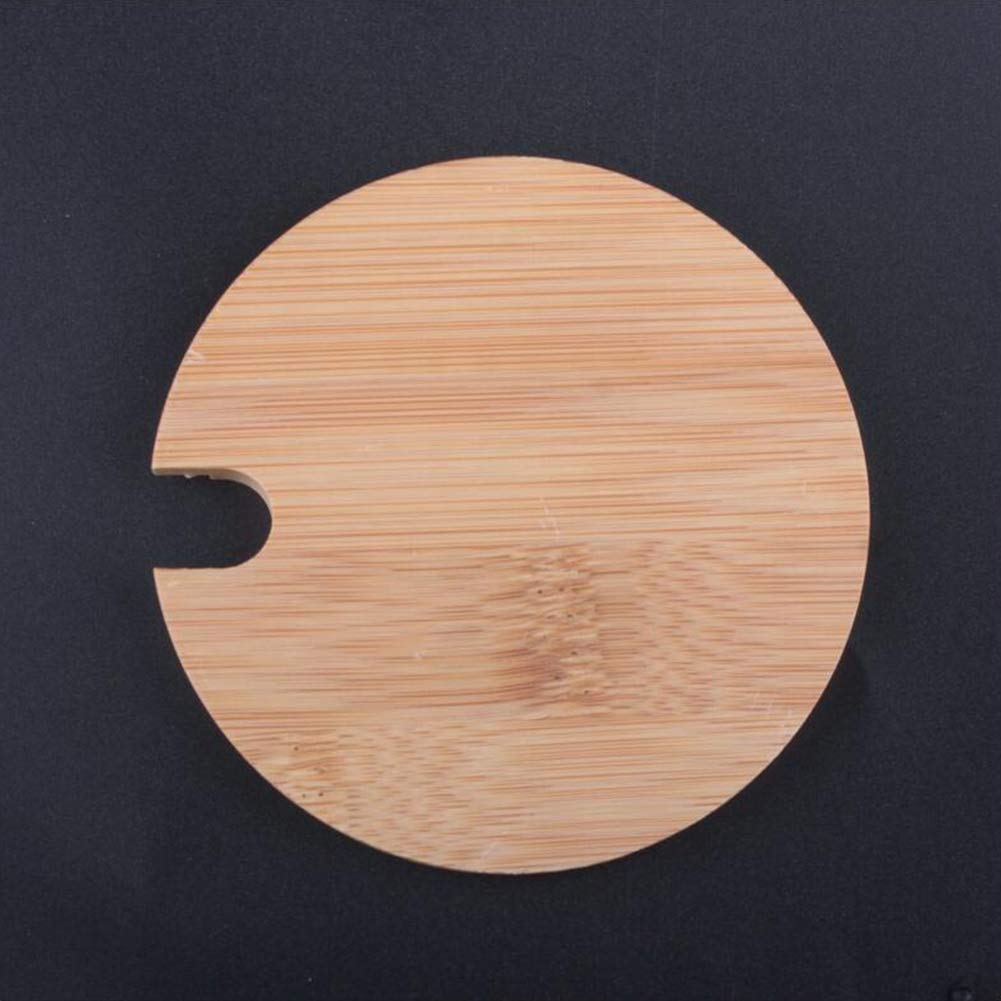 4Pcs Natural Bamboo Mug Lids With Spoon Hole Regular Mouth Mug Cover Heat Resistant Decorative Bamboo Lids Compatible Cup Lid Fo