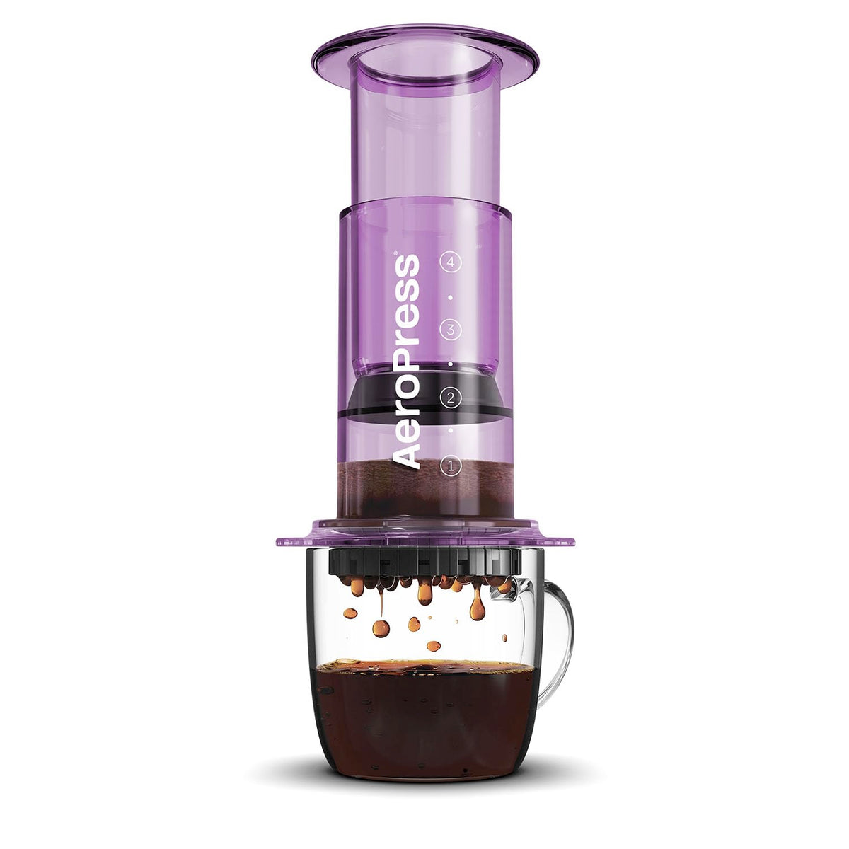 Aeropress Clear Purple Coffee Press - 3 In 1 Brew Method Combines French Press, Espresso, Full Bodied Coffee Without Grit Or Bit