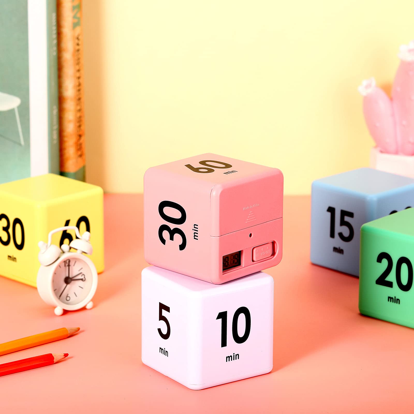 2 Pieces Cube Timers Gravity Sensor Flip Timer Kids Timer Workout Timer And Game Timer For Time Management, 1 3 5 10 Minutes And