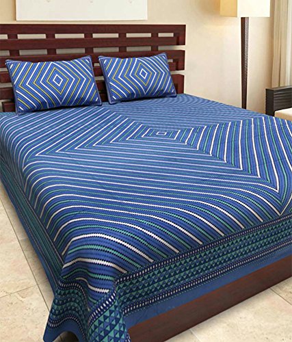Jaipuri Style King Size Bedsheet Cotton With 2 Big Pillow Covers