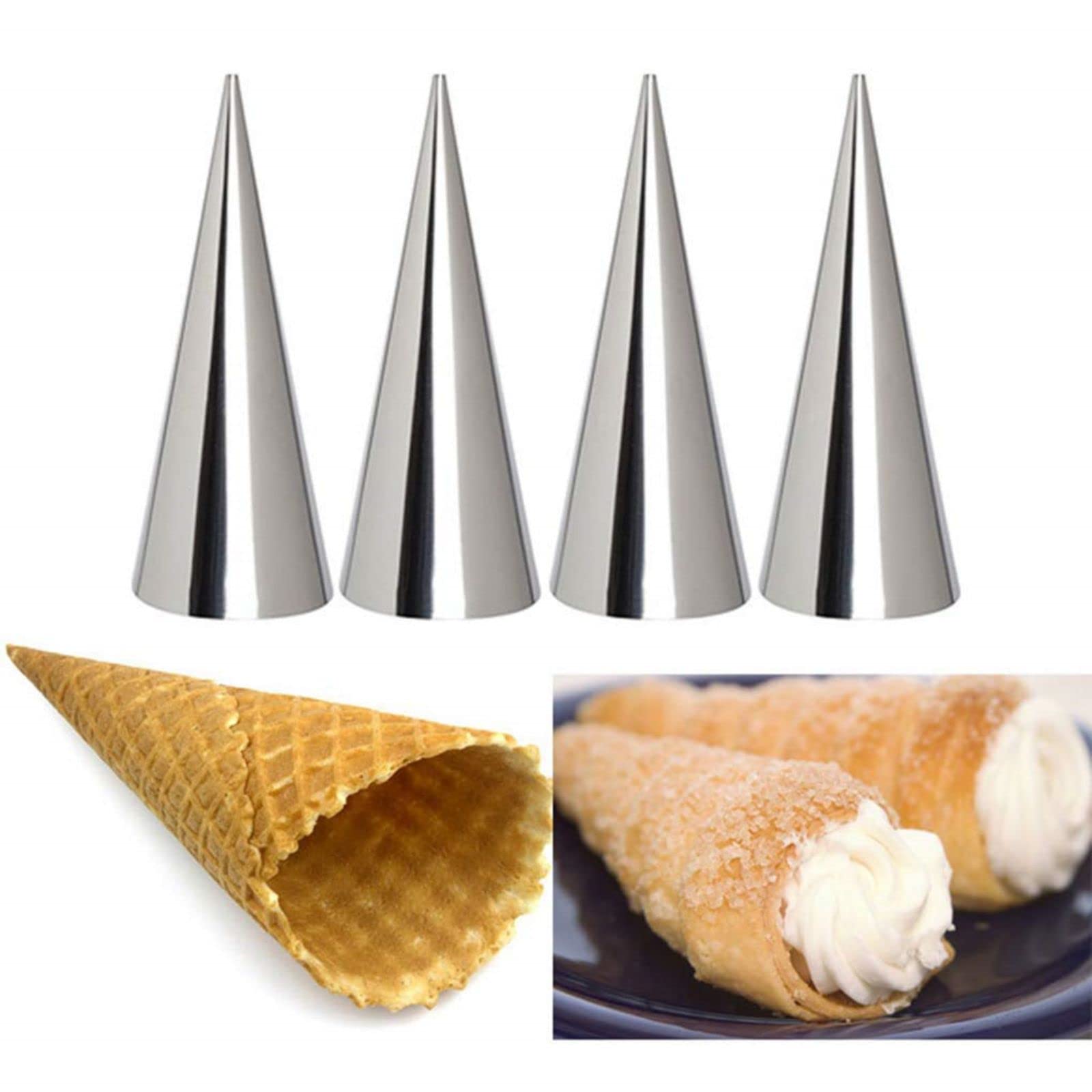Non-Stick Cream Cannoli Tubes, Fantasyday 12 Pcs Stainless Steel Baking Cones Pastry Roll Horn Croissant Mold Cannoli Shells Wit