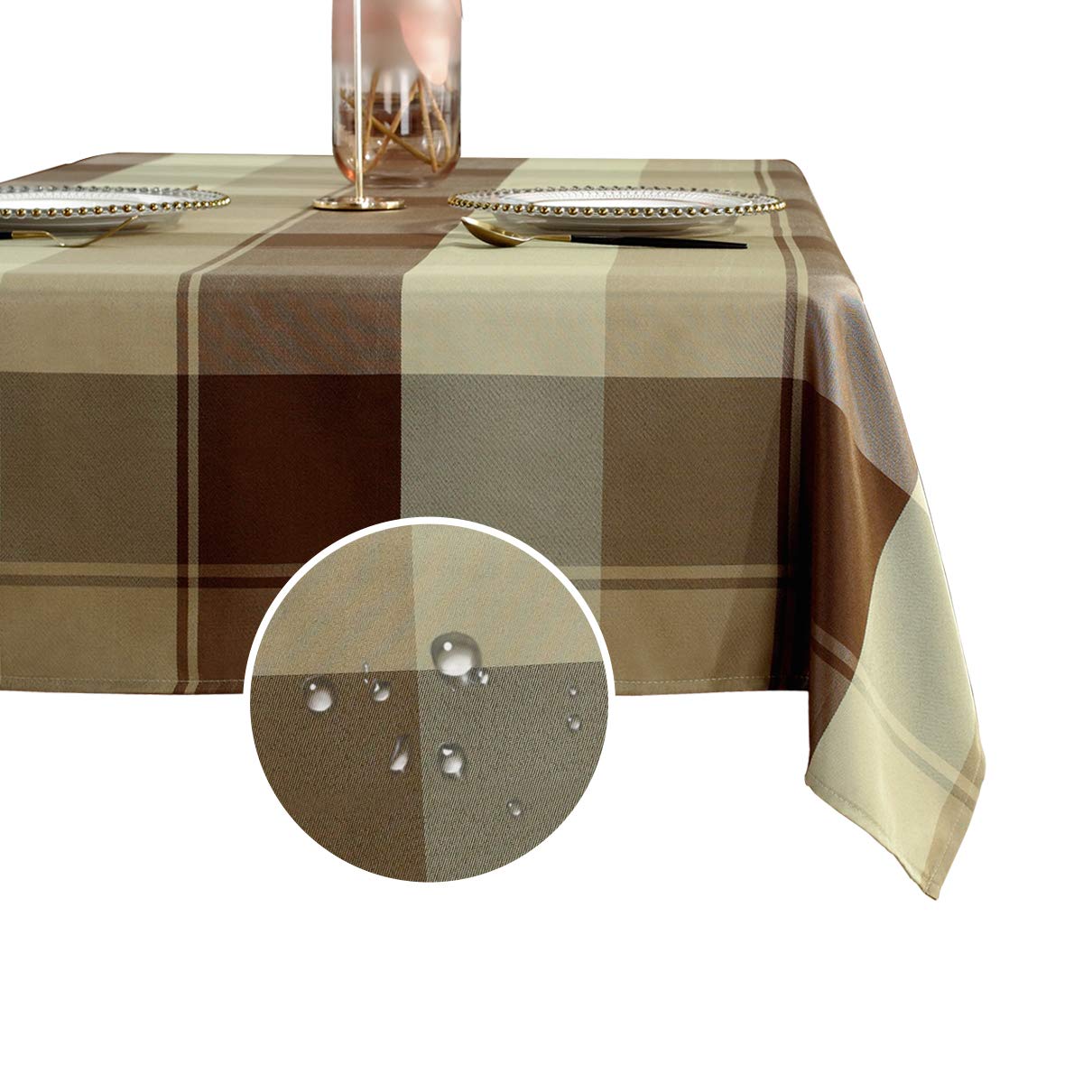 Sastybale Tablecloth Checkered Polyester Table Cloth Dust-Proof Wrinkle Resistant Heavy Weight Table Cover For Kitchen Dinning T